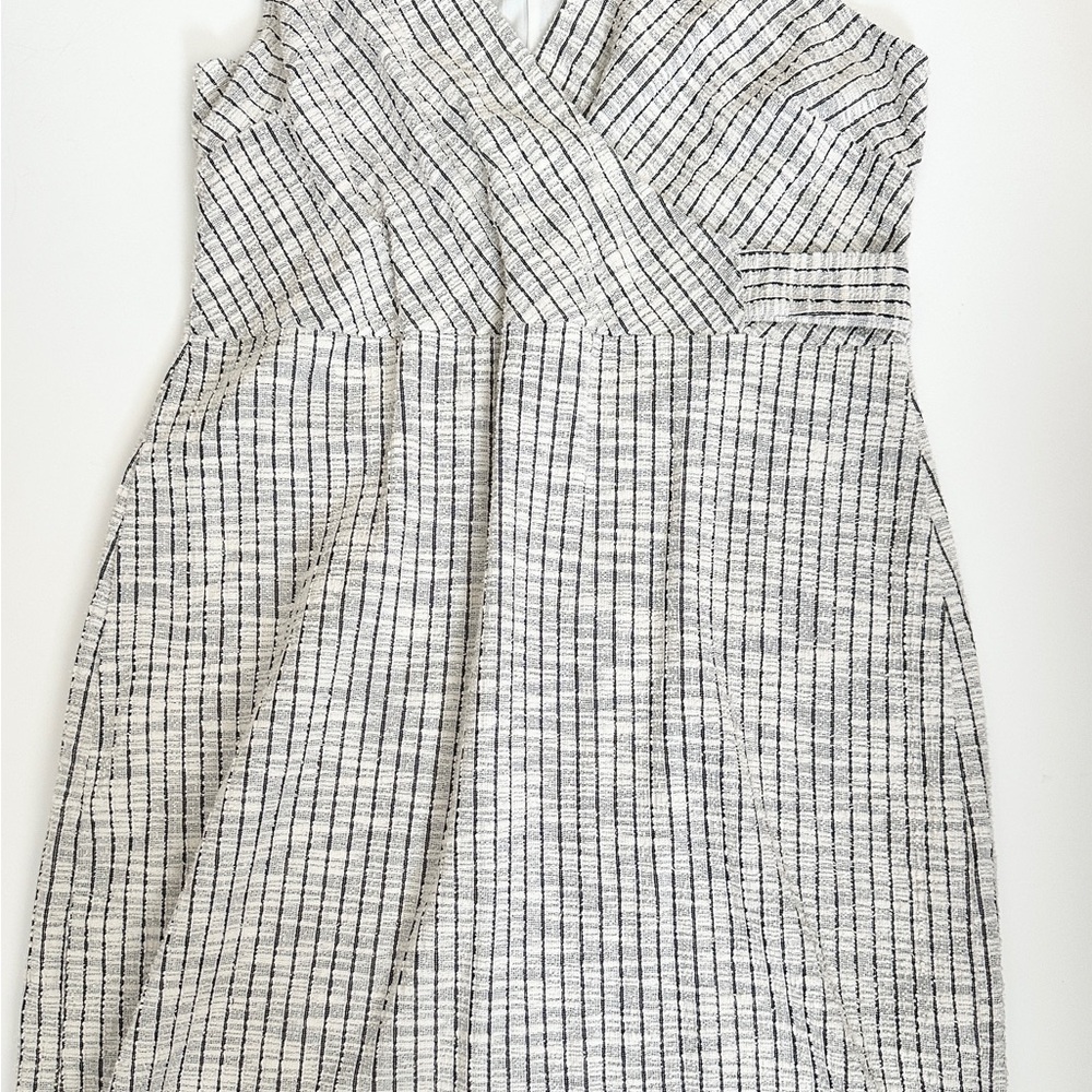 Elegant Striped Gray Sleeveless Dress